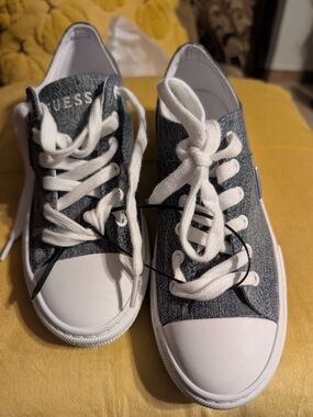 GUESS Kids Denim-Style Gray & White Lace-Up Sneakers